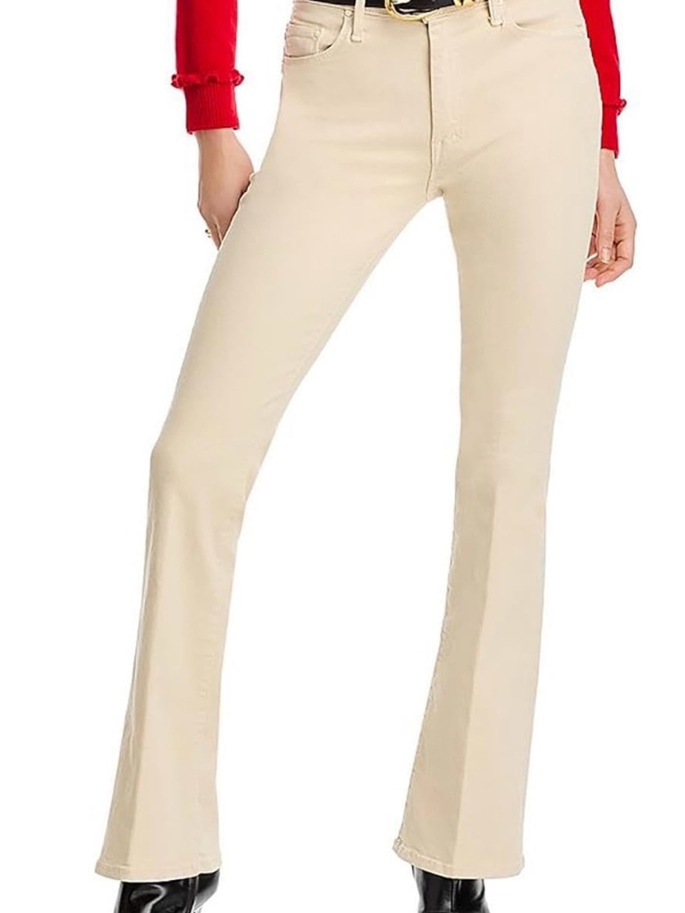 MOTHER Cream Flare High-Rise Jeans